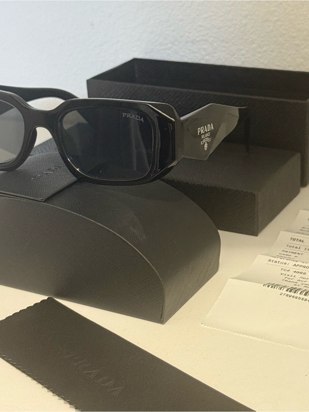 Prada Black Oversized Rectangular Sunglasses